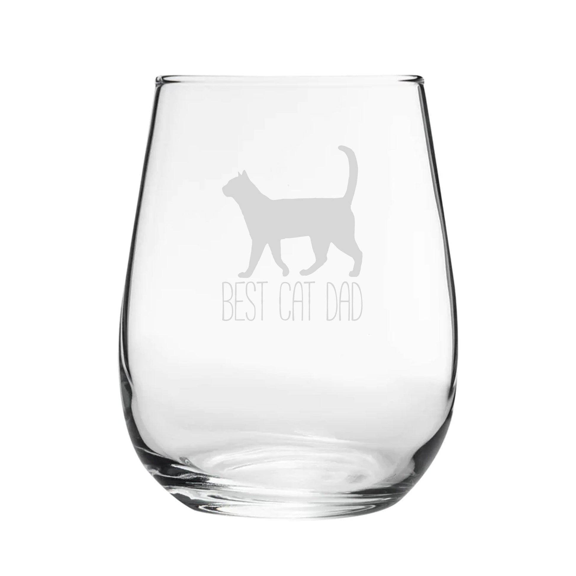 Best Cat Dad - Engraved Novelty Stemless Wine Gin Tumbler Image 2