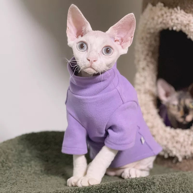 Sphynx Cat Fleece Sweater Lilac